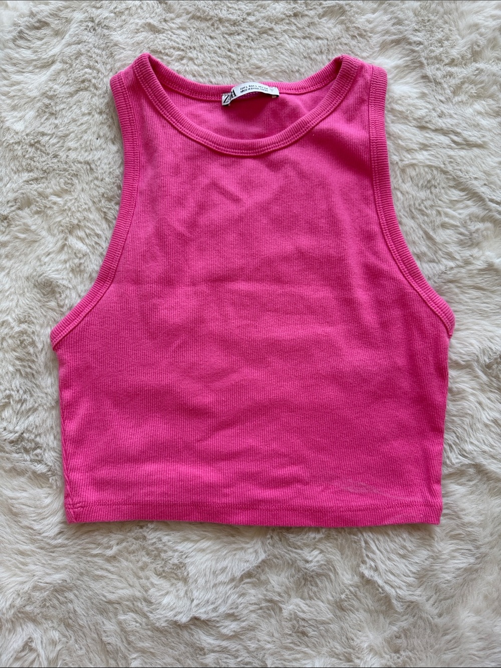 Zara Fuchsia Ribbed Crop Tank
